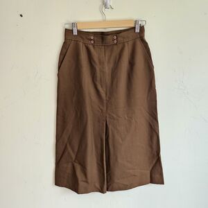 Gregge Vintage Wool Pleated Pencil Skirt Women’s Size 10 Brown MidiClassic